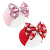 Lanmerry Heart Baby Bow Headbands Sequin Bows Red Pink Glitter Hair Bow For Girls Toddler Red Pink Baby Headband Bows 6-12 Month