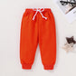 Happy Town Toddler Fall Outfits For Girl Boy Long Sleeve Hoodie Top And Long Sweatpants Set Toddler Sweatsuit (Solid Color-Orang