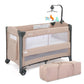 JOYMOR Baby Bassinet, Pack and Play with Bassinet and Carry Bag, Convert to Bedside Sleeper with Wheels for Boys Girls (Beige)