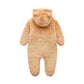 Baby Boy Cute Fleece Romper Zip Closure Hooded Jumpsuit For 0-3 Months Baby Footed Yellow