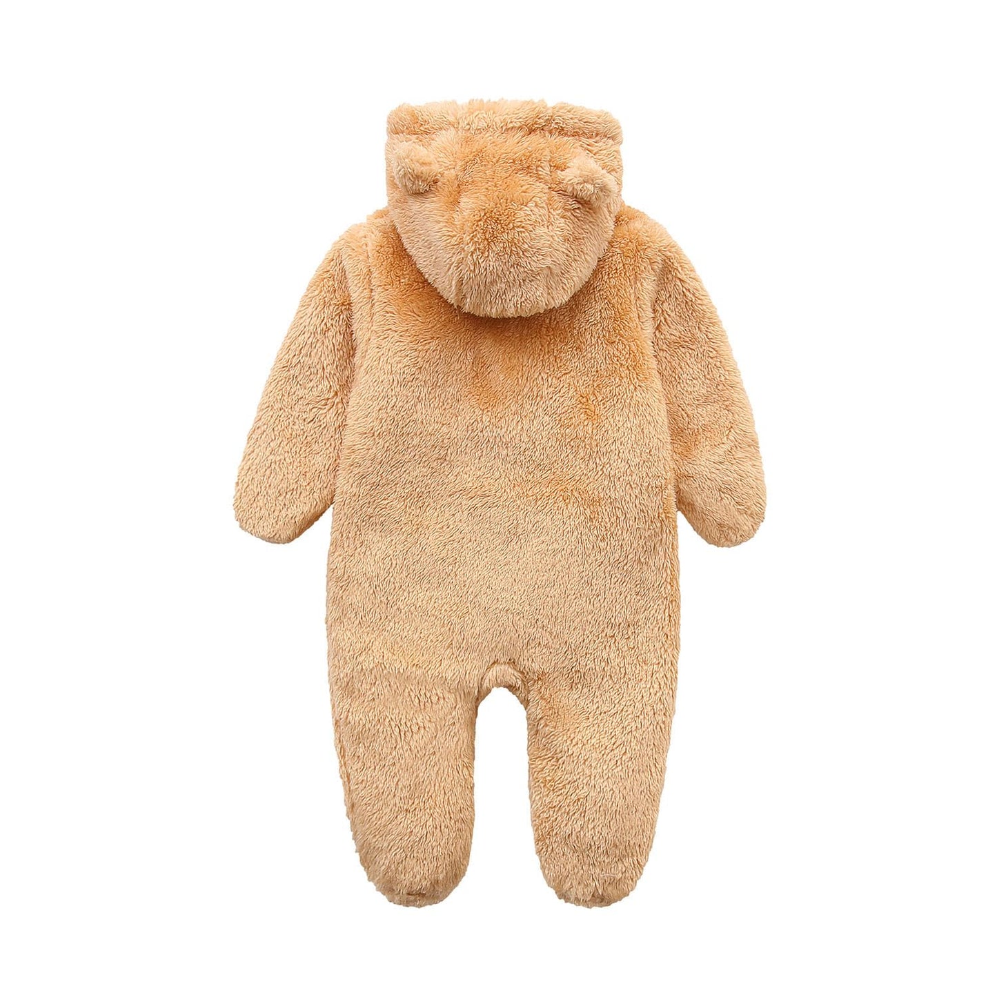 Baby Boy Cute Fleece Romper Zip Closure Hooded Jumpsuit For 0-3 Months Baby Footed Yellow