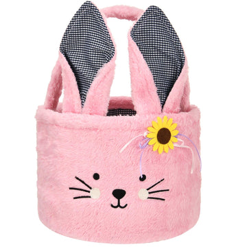 Easter Bunny Basket Plush Easter Bunny Tote Bags Cute Rabbit Design Personalized Easter Bucket For Kids Carrying Gift And Eggs (