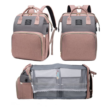 Fandiar Diaper Bag With Changing Station, Diaper Bags For Baby Girl Boy Multi-Function Travel Portable Bassinet Backpack Mommy B