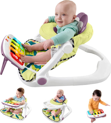 Fisher-Price Portable Baby Chair Kick & Play Deluxe Sit-Me-Up Seat With Piano, Learning & Tray For Infants To Toddlers, Purple M
