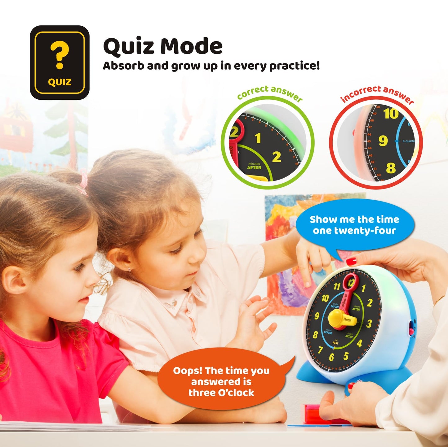 BEST LEARNING Learning Clock - Educational Talking Learn to Tell Time Teaching Light-Up Toy with Quiz and Music Sleep Mode - Tod