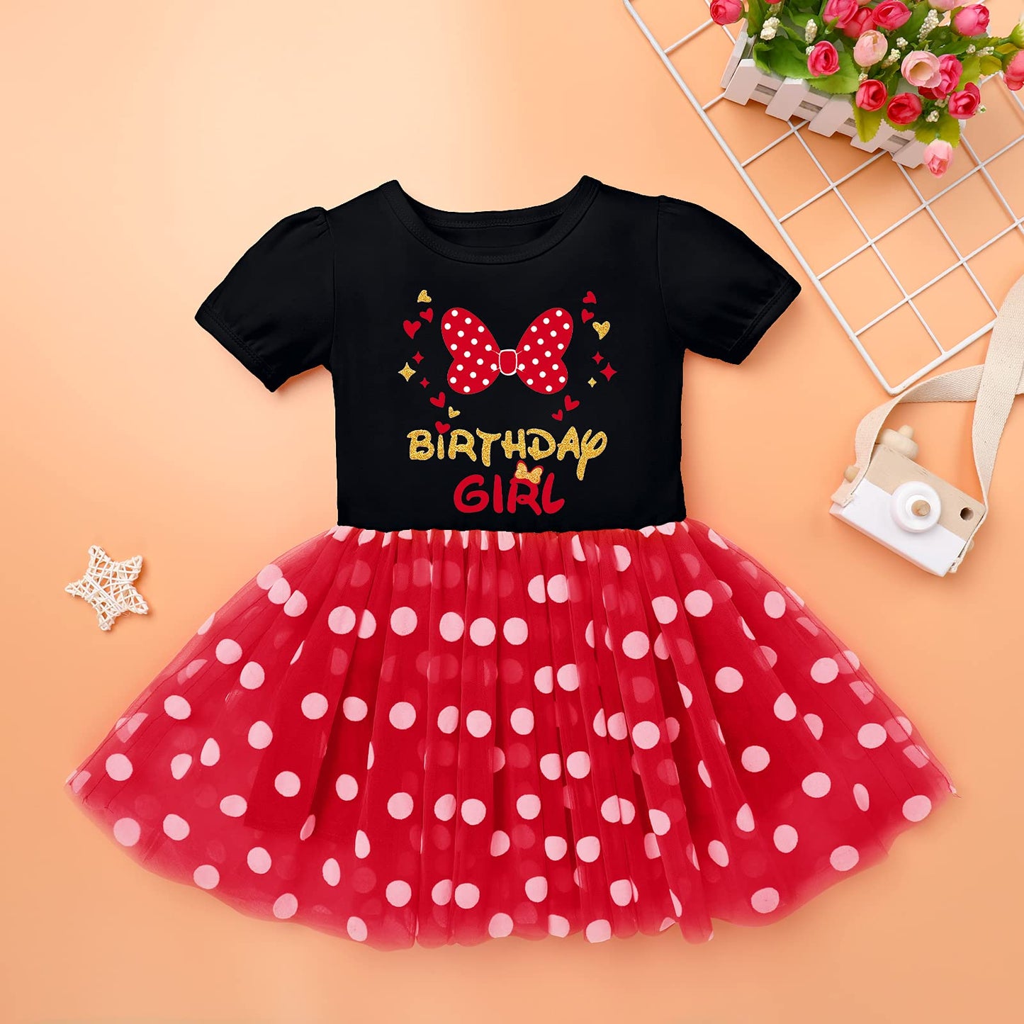 Imekis Mouse 1St Birthday Outfit Baby Girls Dress Polka Dots Mini Tutu Skirt Headband One Year Old Cake Smash Photo Shoot Toddle