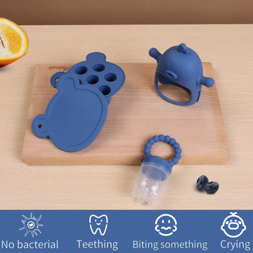 Baby Fruit Feeder Pacifier - 3 Pack | 1 Baby Food Feeder & 1 Baby Teether & 1 Baby Popsicle Molds | Breastmilk Popsicle Molds |
