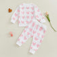 Kupretty Toddler Baby Girl Valentines Day Outfits Heart Waffle Knit Sweatshirts And Pants Set Fall Winter Spring Clothes (Baby P
