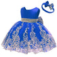 Cmmchaah Princess Girls Lace Embroidery Bow Toddler Dresses Cute Sleeveless New Year Prom Dresses For Baby (Sapphire,110)