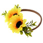 Tieback Daisy Flower Crown Elastic Sunflower Flower Headband Baby Girl Toddler Floral Crown Wreath Newborn Hair Accessories (Sun