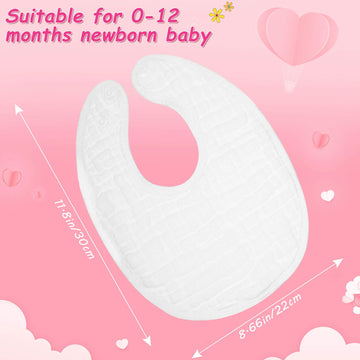 Tatuo 10 Pieces Muslin Baby Bibs Cotton Burping Cloth Bulk Adjustable Newborn Bandana Drool Bibs For Baby Boy Girl(White)