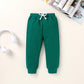 Happy Town Toddler Fall Outfits For Girl Boy Long Sleeve Hoodie Top And Long Sweatpants Set Toddler Sweatsuit (Solid Color-Black