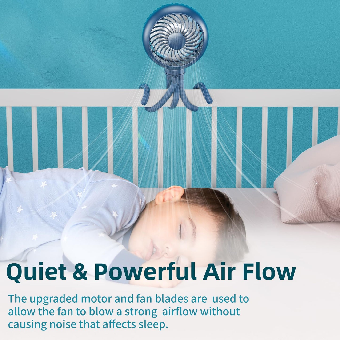 Handfan 4000Mah Battery Operated Stroller Fan Flexible Tripod Clip On Fan With 4 Speeds And Rotatable Max 31Hrs Handheld Persona