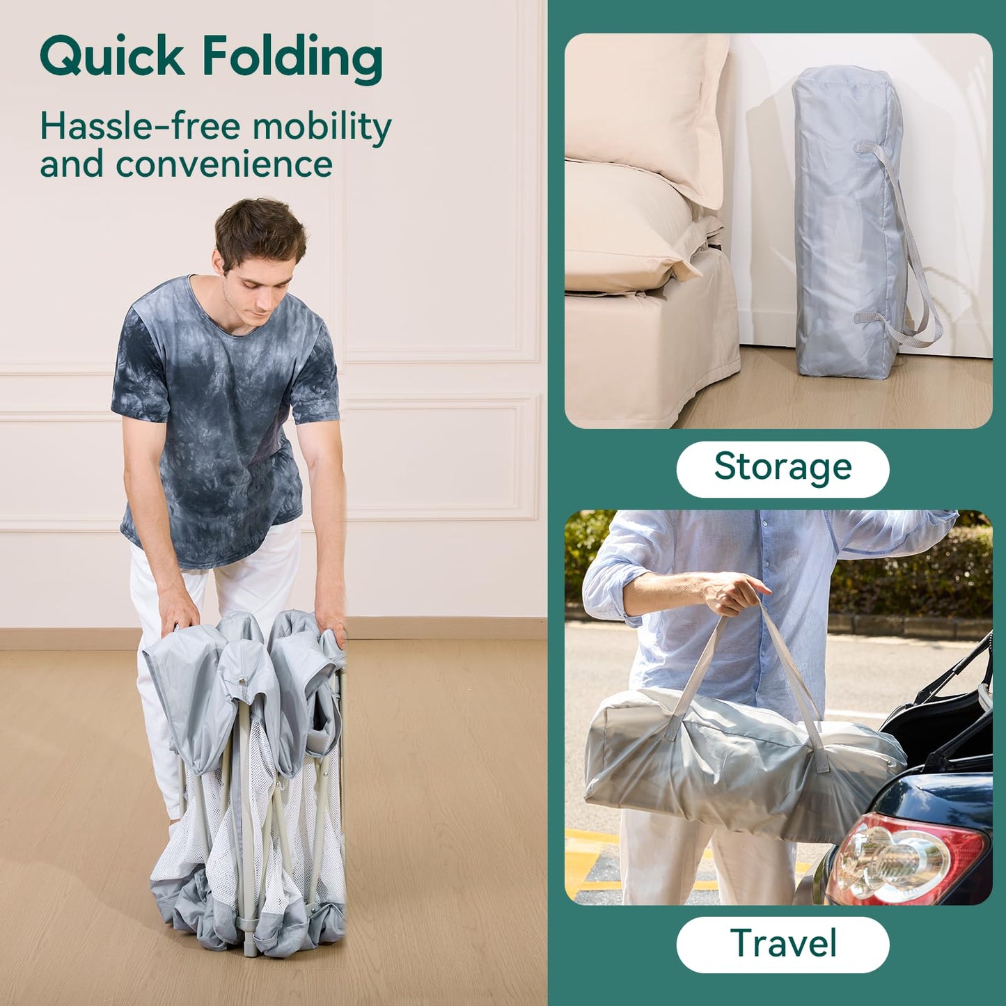 Babelio Foldable Baby Playpen With Mat, 59 '    59 ' Portable Playard For Babies And Toddlers, No Assembly Required, Indoor &