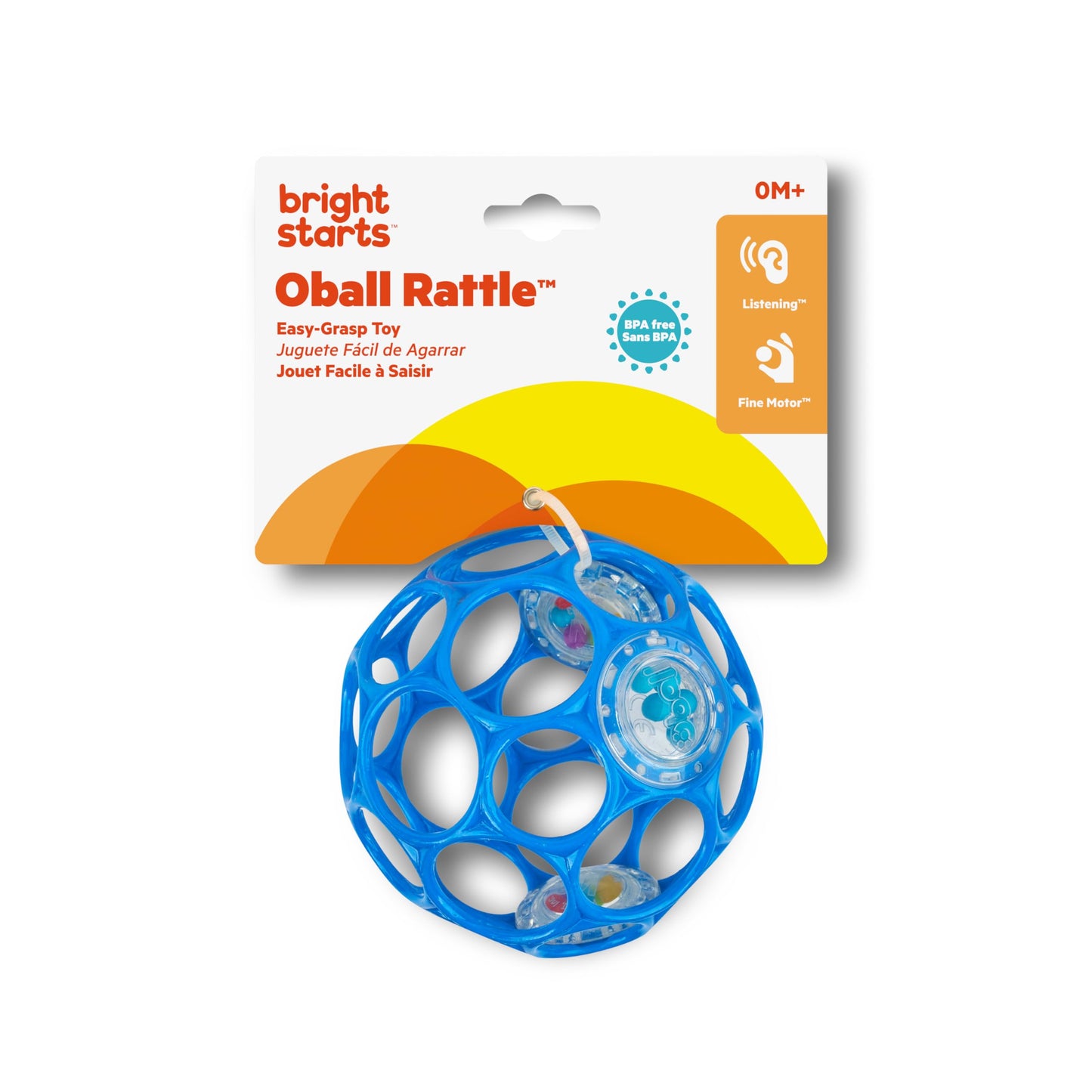 Bright Starts Oball Easy-Grasp Rattle BPA-Free Infant Toy in Blue, Age Newborn and up, 4 Inches