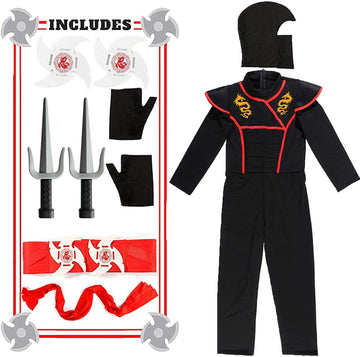 Satkull Ninja Costume Boy Halloween Kids Costume Boy Ninja Muscle Costume With Ninja Foam Accessories Best Children Gift(Kids-M-