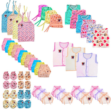 Bigbought Baby Cloth Set Combo Of 49 Items, 0 To 4 Months Unisex Clothing Set Of Baby (Hosiery Soft Material) Pack Of 49