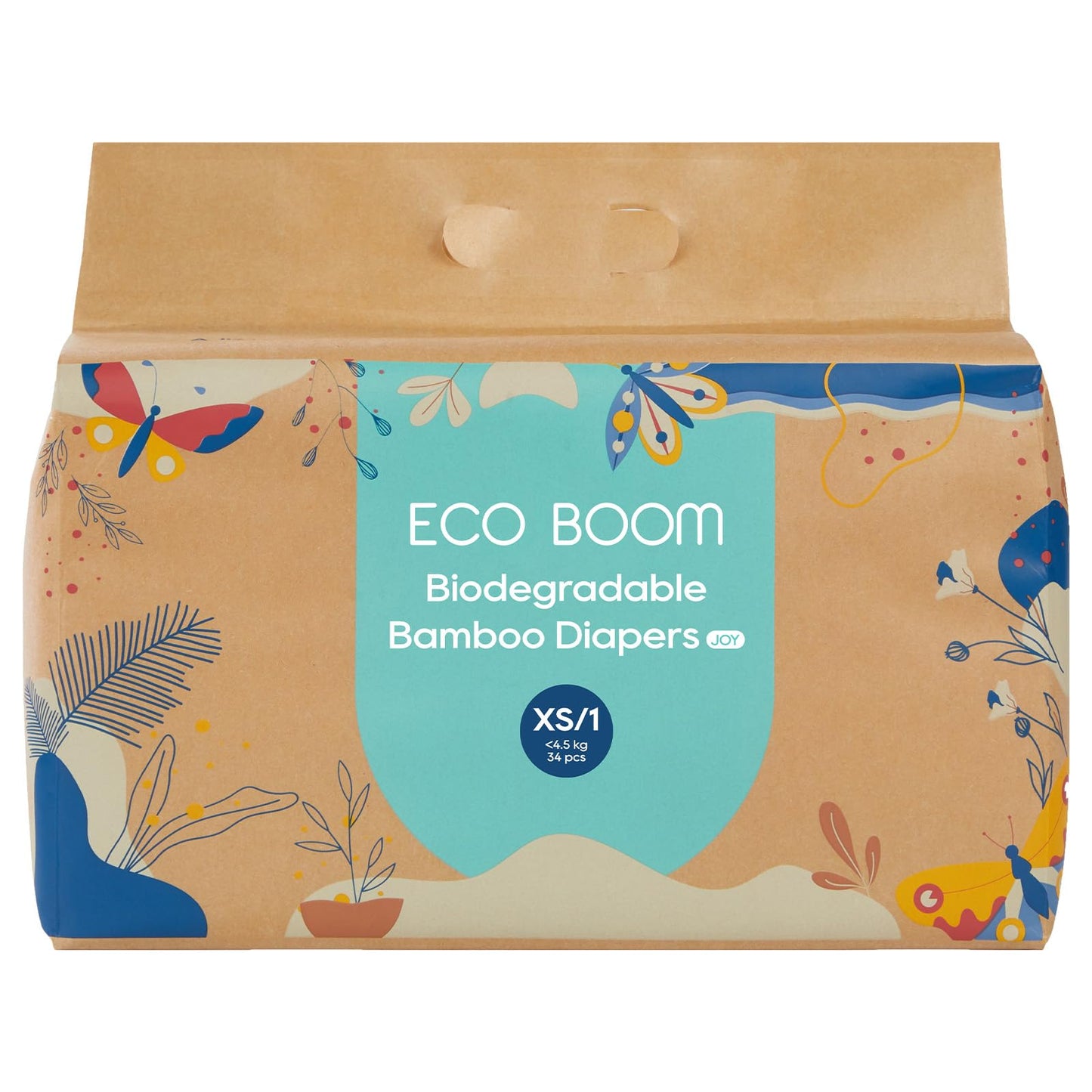 Eco Boom Size 1 Diapers, Bamboo Viscose Diapers, Sustainable, Paper Packaging