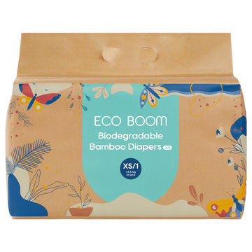 Eco Boom Size 1 Diapers, Bamboo Viscose Diapers, Sustainable, Paper Packaging