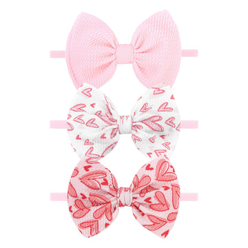 Yanjie Baby Bows For Girls - Red Heart And Pink Hair Accessories - Wide Newborn Headbands For Infant Toddlers