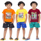 DELEDA Graphic Printed Nightwear Boys&Girls Set Pack of 3 (Orange,Yellow,Maroon, 34 Years)