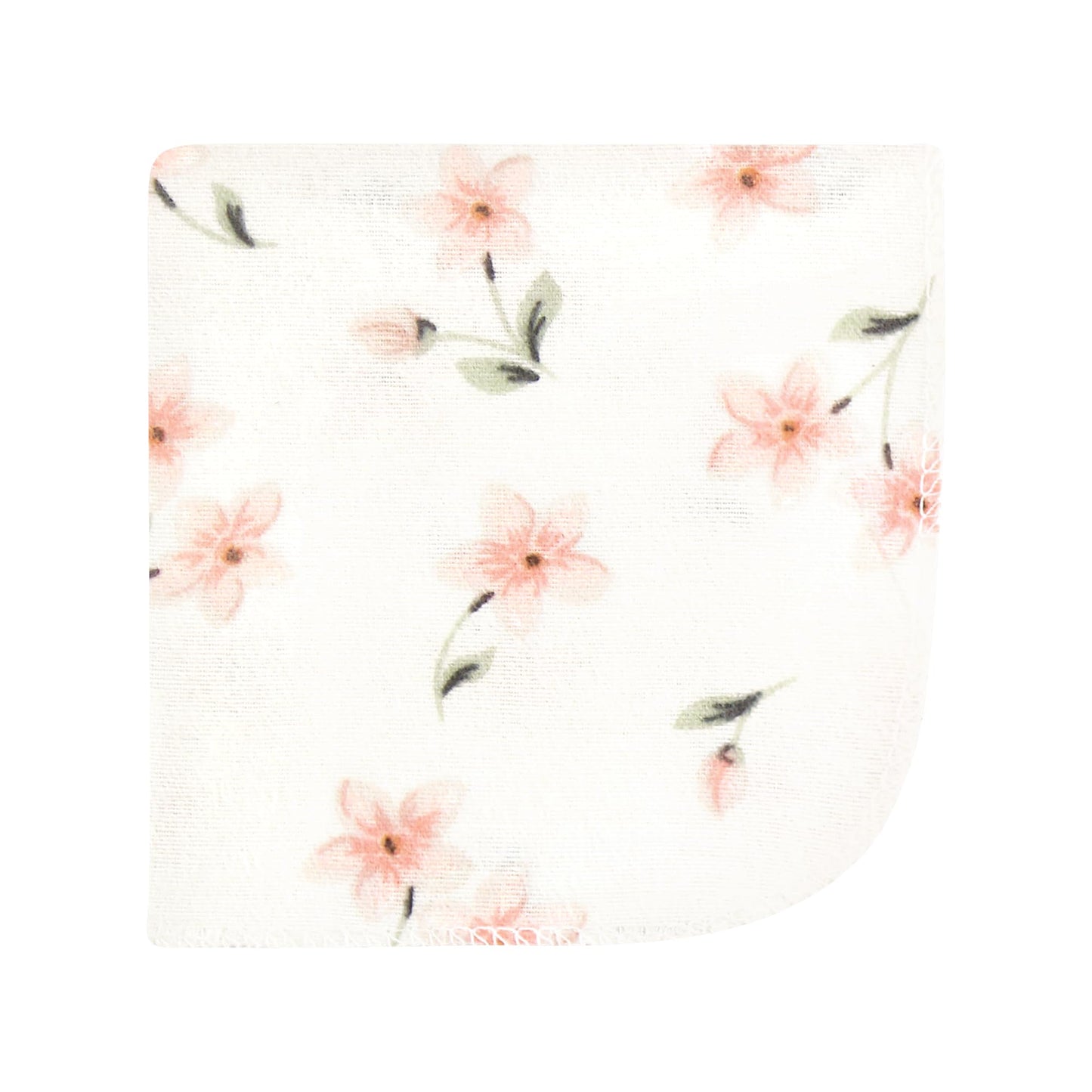 Hudson Baby Unisex Baby Flannel Cotton Washcloths, Pink Dainty Floral 12 Pack, One Size