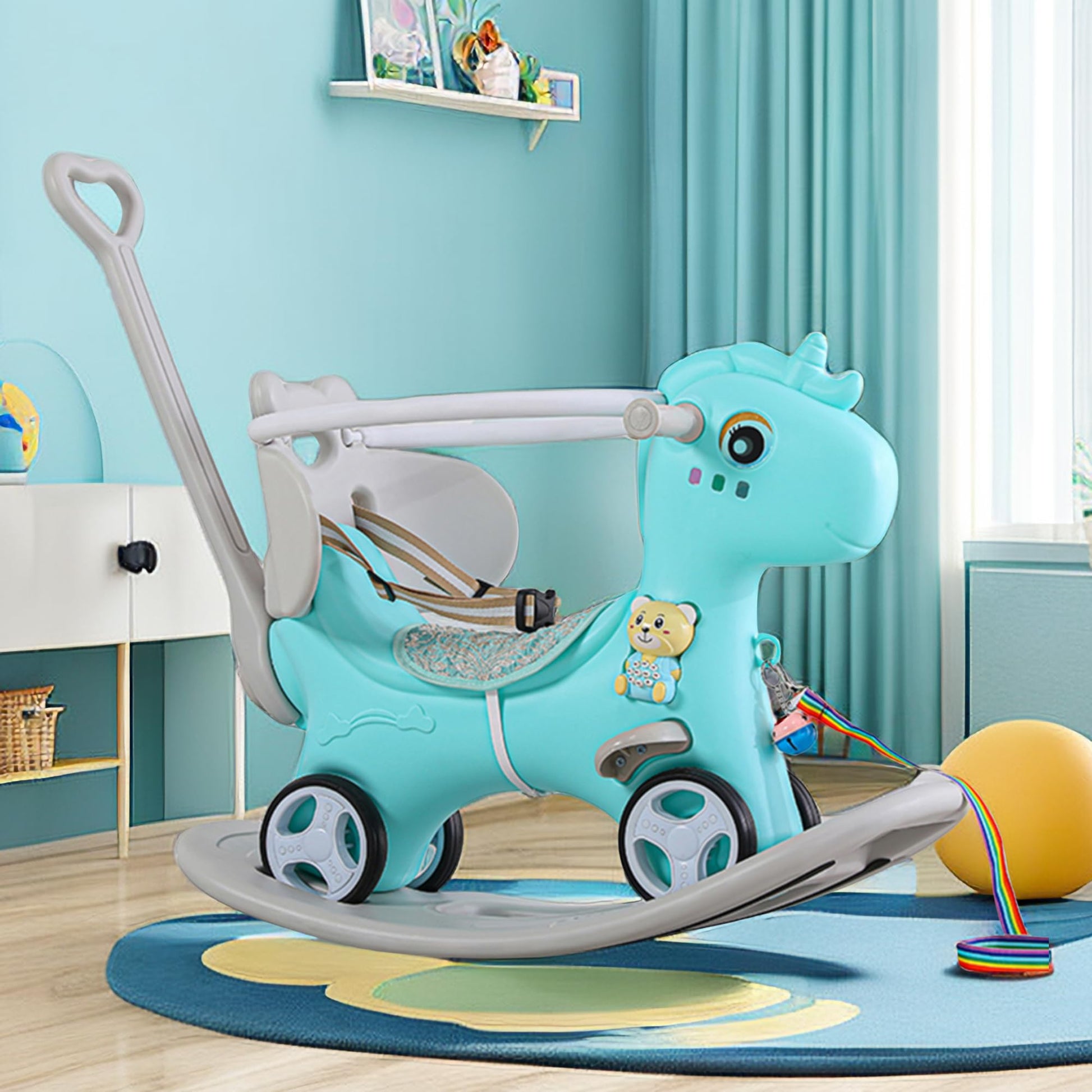 Legendstone Rocking Horse for Toddlers 1-3 Years,4 in 1 Design, Kids Ride on Toy Balance Bike Push Cart with Detachable Balance 