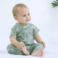 Owlivia Baby Boy Romper, Unisex Short-Sleeve Summer Outfit, 100% Organic Cotton Boy One-Piece Jumpsuit(6-12 Months, Feather Gree