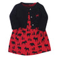 Hudson Baby Baby Girls Cotton And Cardigan Set Casual Dress, Red Moose Bear, 5T Us