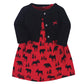 Hudson Baby Girls' Cotton Dress And Cardigan Set, Red Moose Bear, 12-18 Months