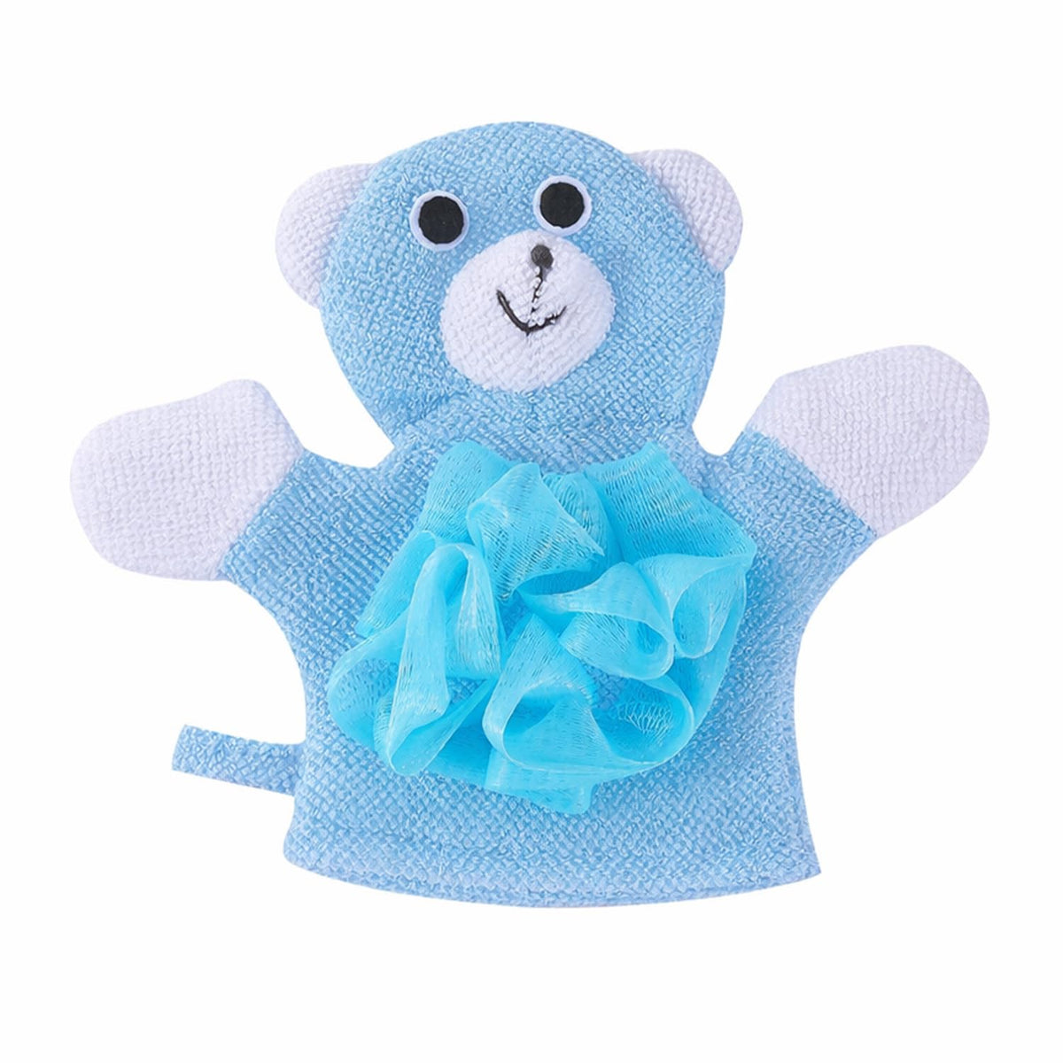 Syga Teddy Face Cartoon Bathing Gloves Children Cartoon Bath Towel Baby Bath Gloves(Blue)