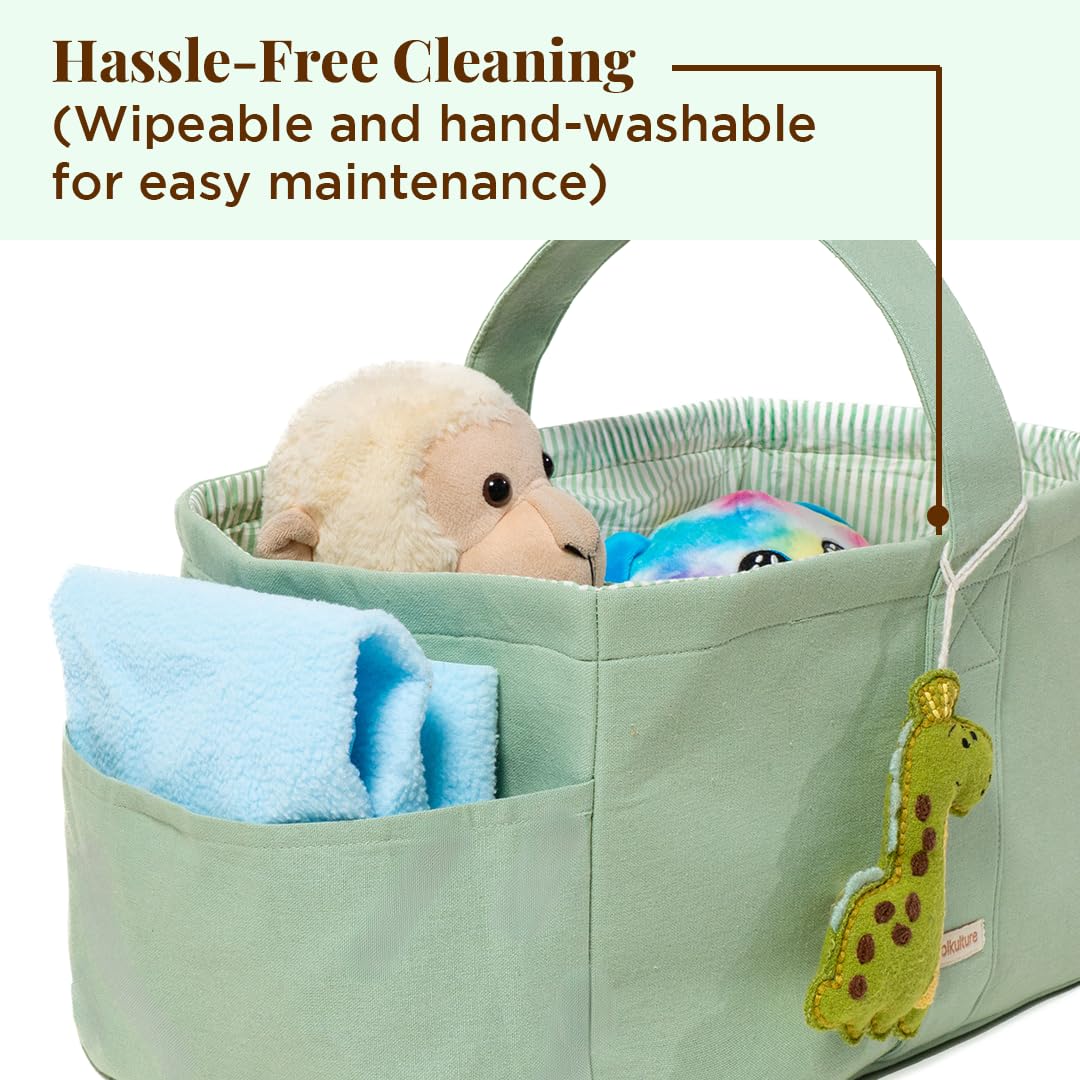 Folkulture Baby Diaper Caddy | Cotton Diaper Bag For Kids - Stylish Comfort Spacious Travel Essential Cart | Nursery Storage Bin