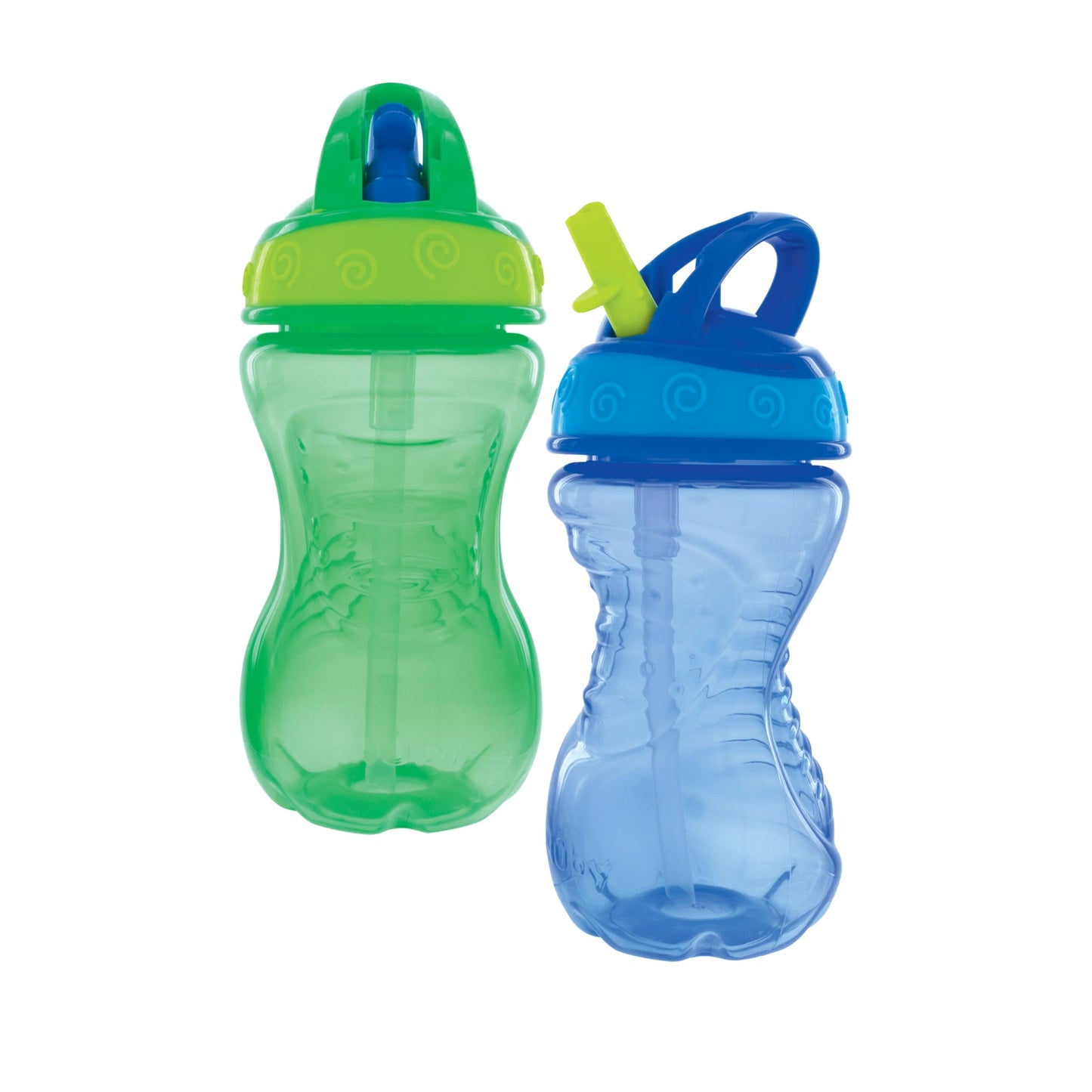 Nuby 2-Pack Flip-It Easy Grip Cups with Easy-Flo Straw, 10 Oz, Boy