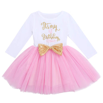 Winter Birthday Outfit Girl Its My 1St Birthday Mini Dress Cake Smash Outfit Baby Tulle Tutu Skirt Autumn Long Sleeve Mouse Firs