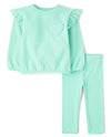 The Children'S Place,Baby Girls,And Toddler Long Sleeve Active Shirt And Pant, 2 Piece Outfit,Mint Heart,4 Years