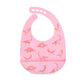 Nuby 2 Pack Adjustable Easy Clean Soft Silicone Bibs With Scoop, Pink Dinosaurs & Flowers
