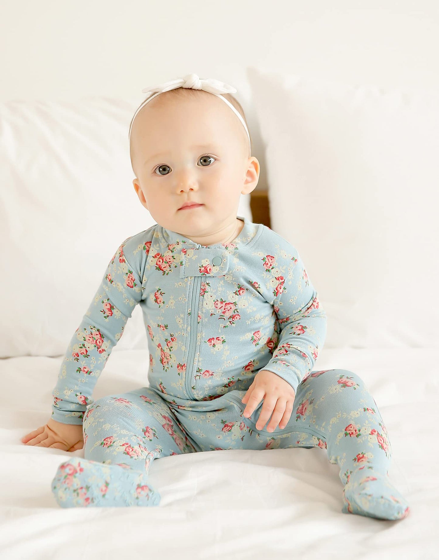 Vaenait Baby Toddler Boys Girls Solid Footie Pajama Cozy Modal Flowermint 24M