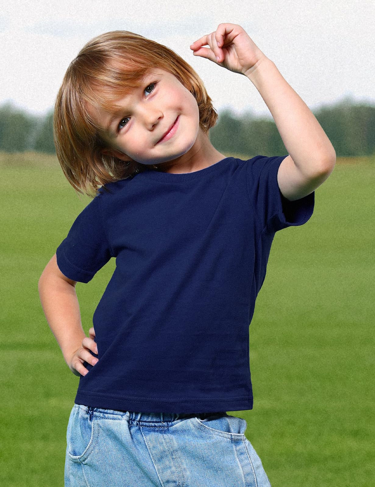 Cosland Boys Navy T-Shirts Kids 100% Cotton Plain Tee, X-Small