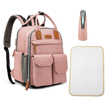 cutblajat Diaper Bag Backpack 25L Capacity with Changing Pad for Boys and Girls Essential Baby Stuff for Mom (Pink)