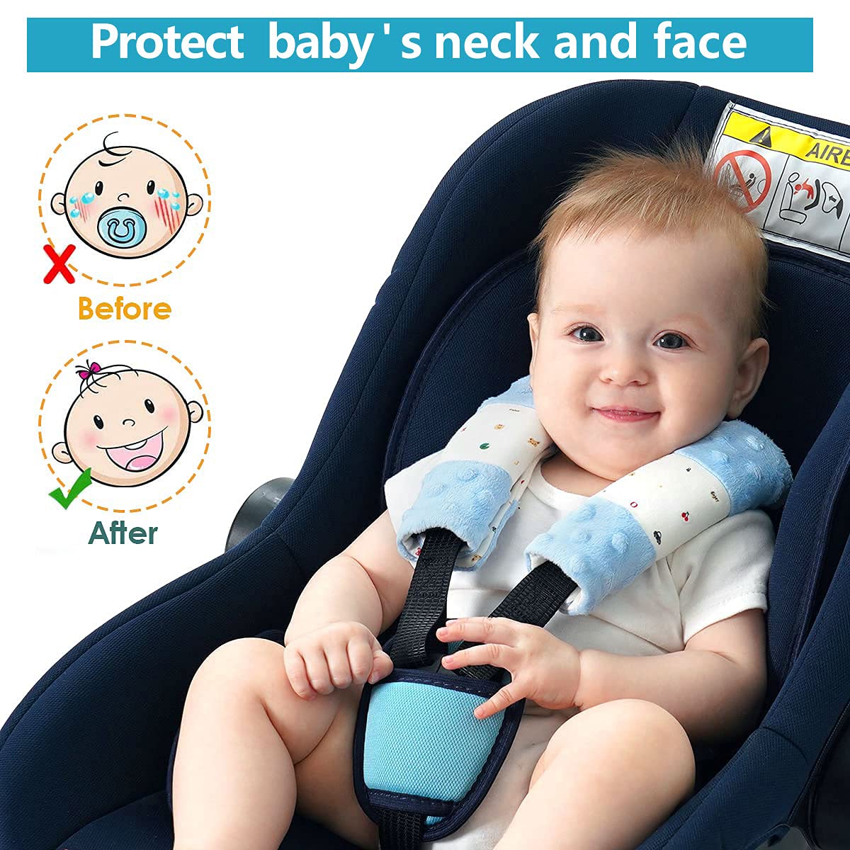 4 Packs Baby Car Seat Straps Cover Shoulder Pads for Baby, Baby Car Seat Belt Pads Seat Belt Covers for All Car Seats/Pushchair/