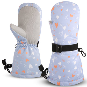 Bavst Winter Kids Waterproof Gloves For Boys Girls Snow Ski Toddler Baby Mittens Outdoor For Infant Teens 1-5T (N-Grey Love, M(2