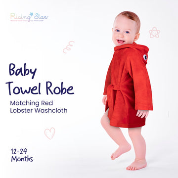 Rising Star Baby Boy Robe - Soft Plush Bath Towel Robe Spa Set - Baby Bathrobe Towel & Baby Washcloth For Boys - Baby Robe Set 0