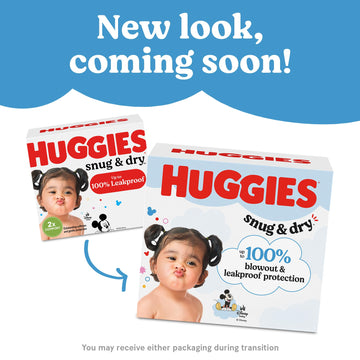 Huggies Size 2 Diapers, Snug & Dry Baby Diapers, Size 2 (12-18 Lbs), 34 Count, Packaging May Vary