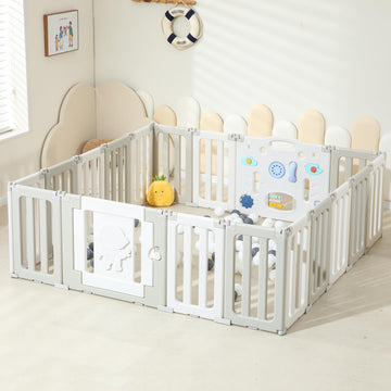 Bestgame Baby Play Pen, Foldable Play Pens for Babies and Toddlers, 18 Panels Extra Large Portable Astronauts Baby Gate Playpen 