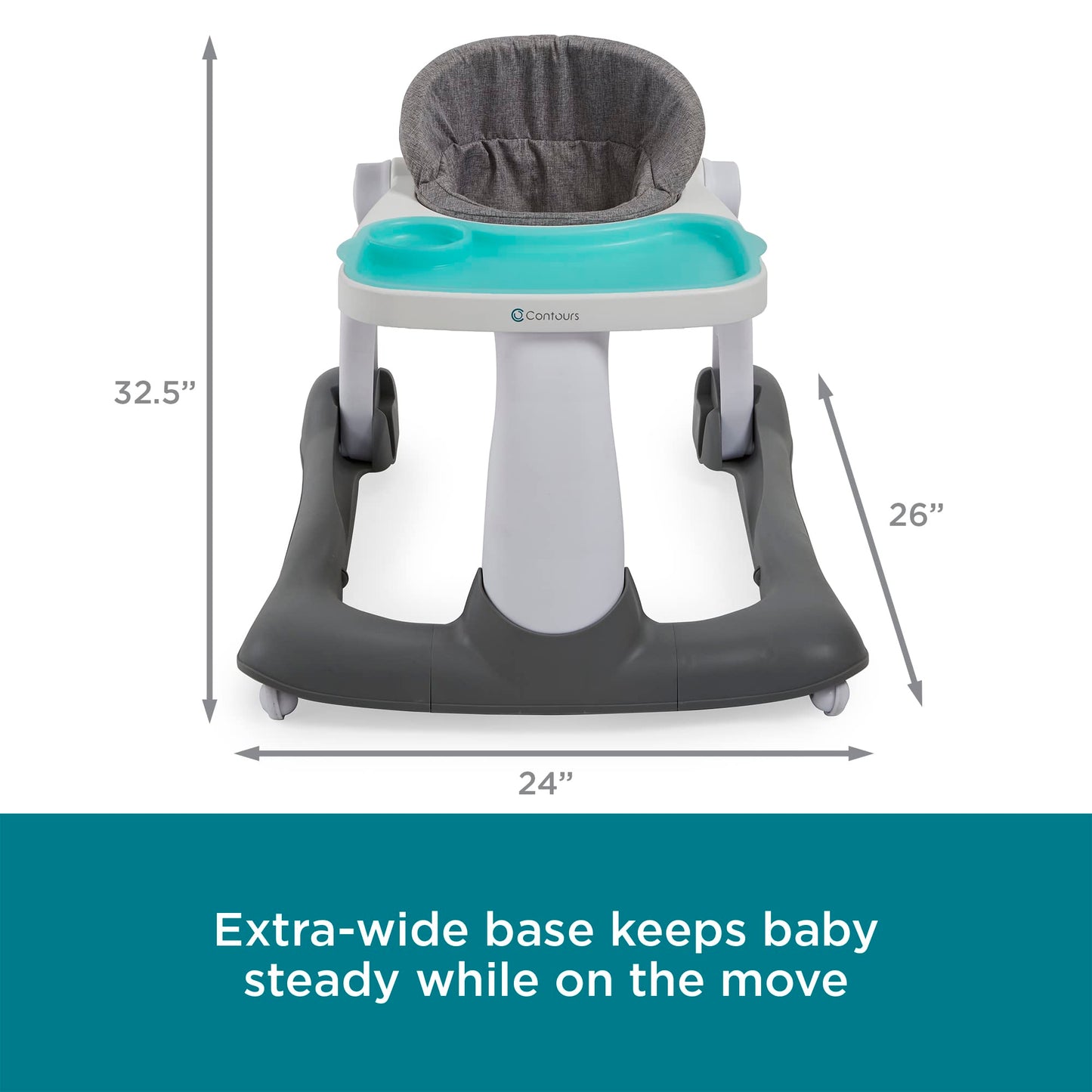 Contours Graze 2-In-1 Foldable Infant And Baby Push Walker, Seated Or Walk-Behind Design, Removable And Washable Seat Pad And Sn