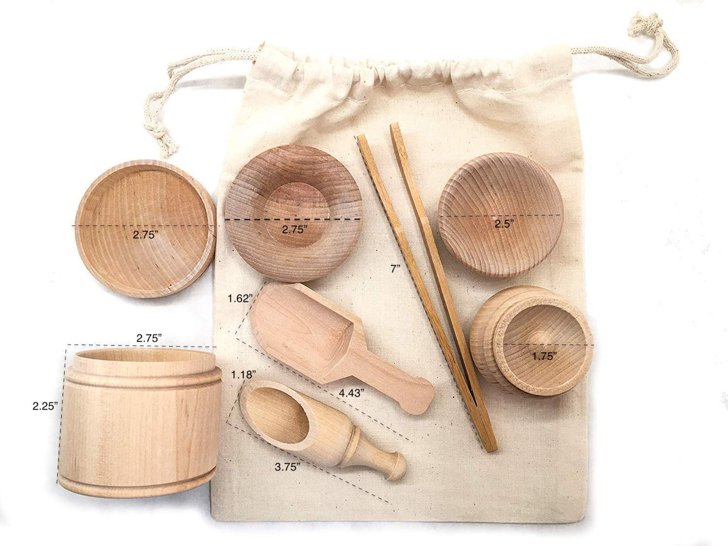 SimplytoPlay Sensory Bin Tools, Montessori Toys for Toddlers, Waldorf Toys, Wooden Scoops and Tongs for Transfer Work and Fine M