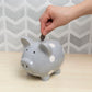 Kate & Milo Mini Ceramic Piggy Bank, Gender Neutral Nursery D  Cor, Baby Girl And Baby Girl Keepsake Gift, Gray With White Polka