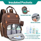 Babbleroo Diaper Bag Backpack, Changing Bags Multifunction Waterproof Travel Back Pack With Stroller Straps & Pacifier Case (Bro