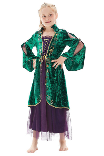 Toddler Kids Winifred Sanderson Costume Girls Halloween Cosplay Green Witch Dress,Large