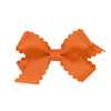 Wee Ones Girls' Classic Grosgrain Hair Bow With Scalloped Edges And Plain Wrap Center On A Weestay Hair Clip, Mini, Pumpkin